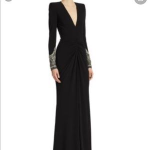 Alexander McQueen Embellished V-Neck burgundy gown